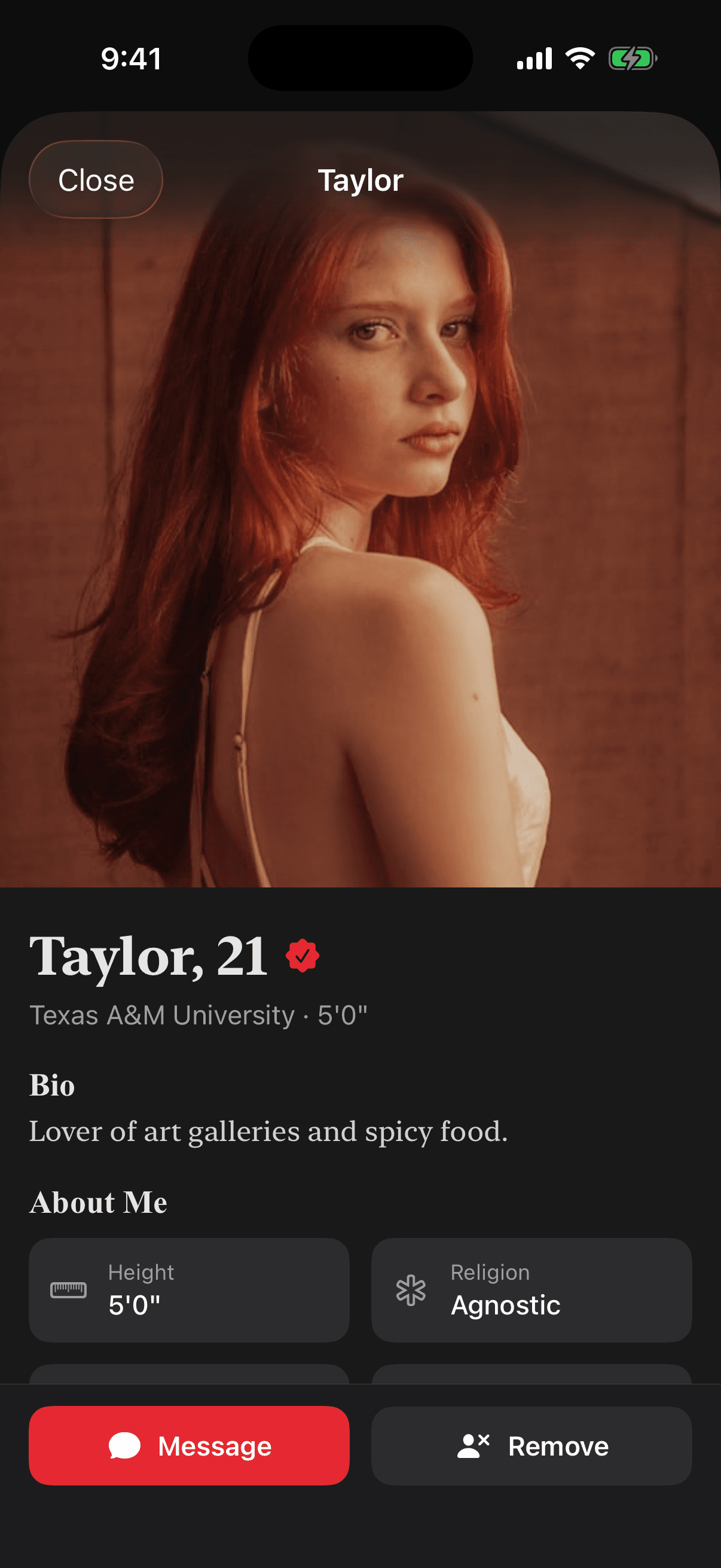 Friend profile in Tango