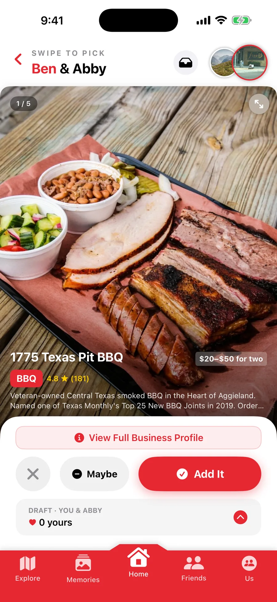 Swipe to build your date night together